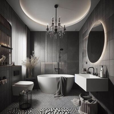 Salle de bains en style monochrome