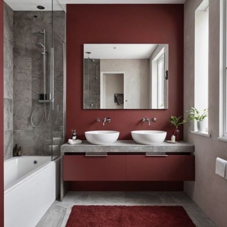 salle de bain Rouge Bordeaux