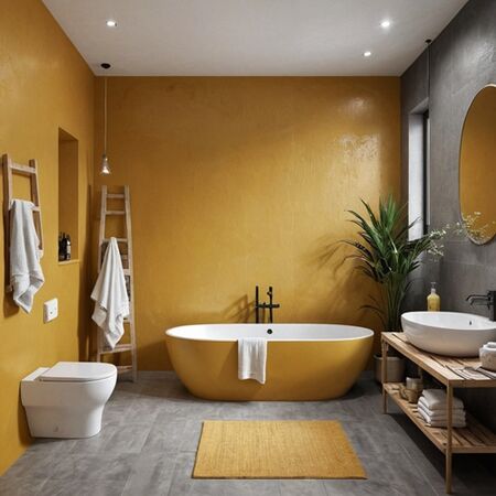 salle de bain Jaune Moutarde