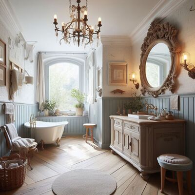 Salle de bains en style vintage