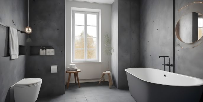 salle de bain avec beton cire