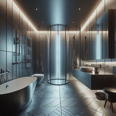 Salle de bains en style tech
