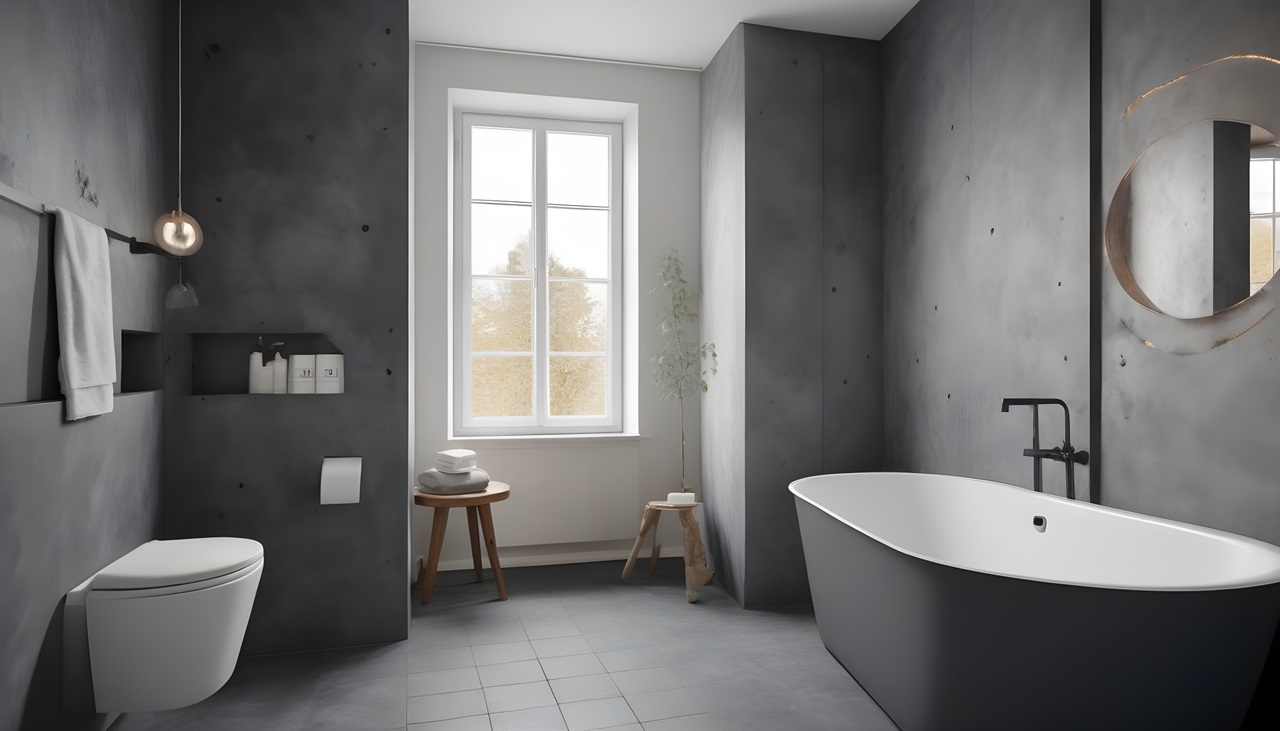 salle de bain avec beton cire