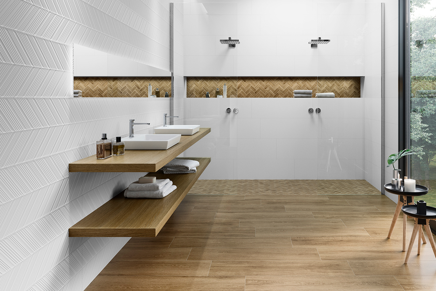 salle de bain en style keraben wood